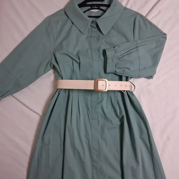 [BUNJANG] Satin Green Shirt Dress / 사틴 셔츠원피스55  satin그린원피스