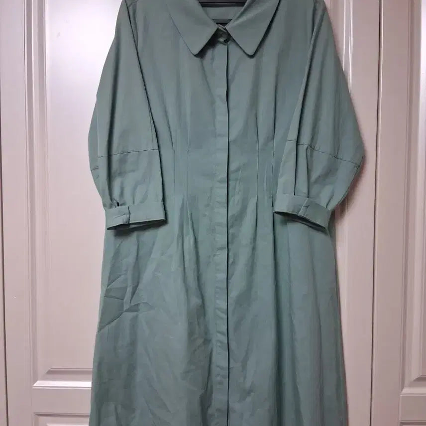 [BUNJANG] Satin Green Shirt Dress / 사틴 셔츠원피스55  satin그린원피스