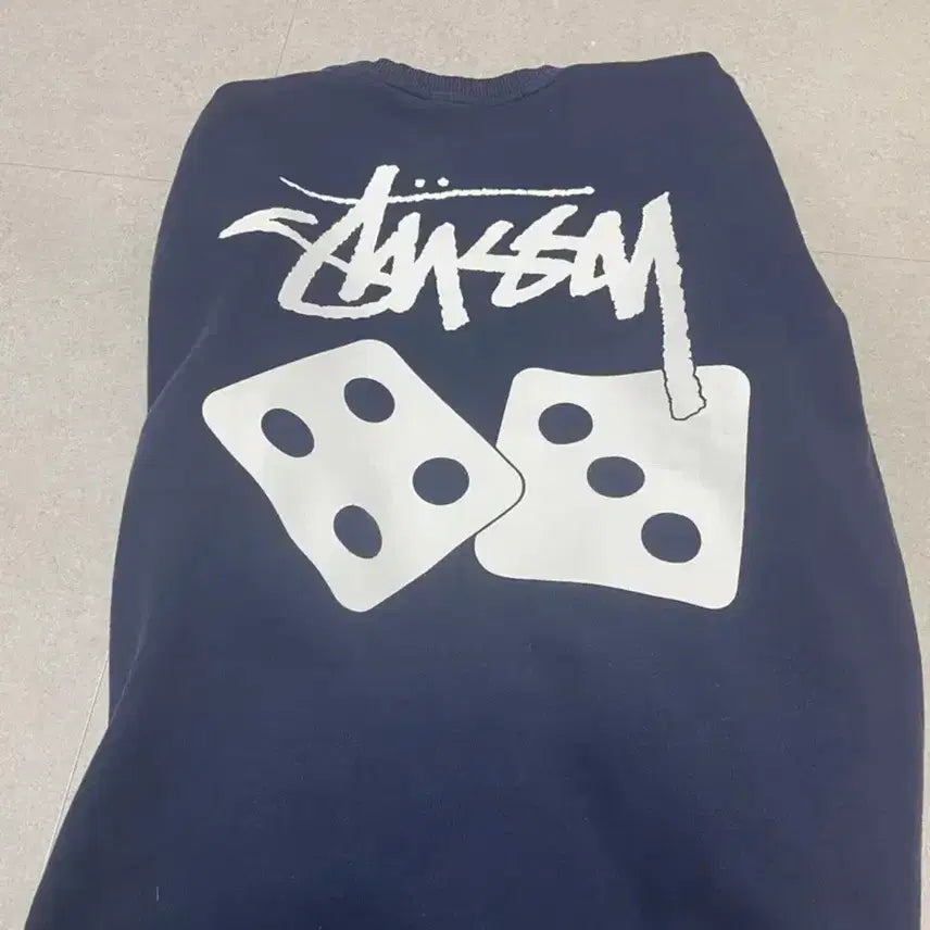 [BUNJANG] Stussy Dice Crewneck Sweatshirt Navy L / 급처) 스투시 다이스 크루넥 맨투맨 네이비 L
