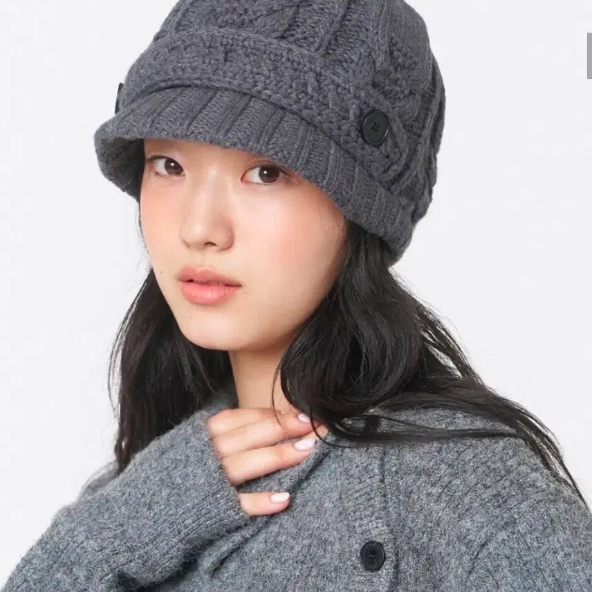 [BUNJANG] Miseki Seoul Cable Knit Beret Grey / 미세키 서울 Cable knit beret GREY