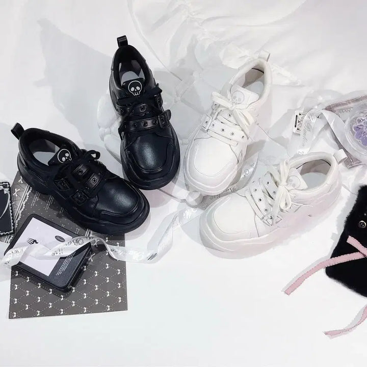 [BUNJANG] GURGUR Leather Platform Shoes / GURGUR지뢰계 서브컬쳐 전가죽 스타일리시 플랫폼 슈즈(3컬러)