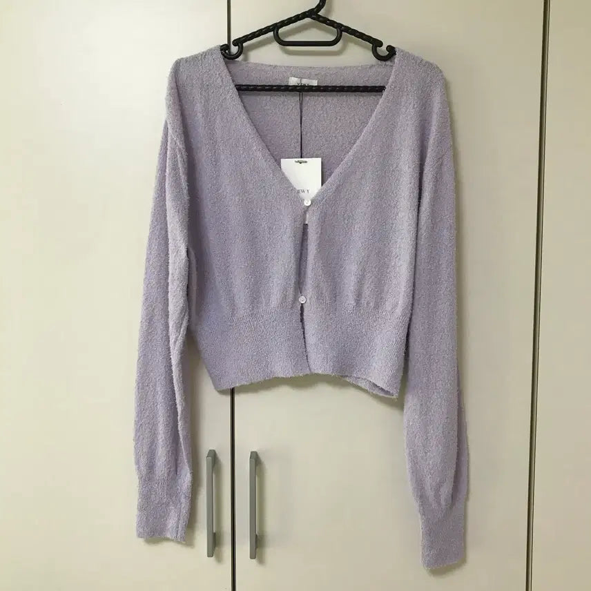 [BUNJANG] VIEW Y V-Neck Cardigan Lavender Grey / 새) 뷰와이 연보라 브이넥 태리 가디건