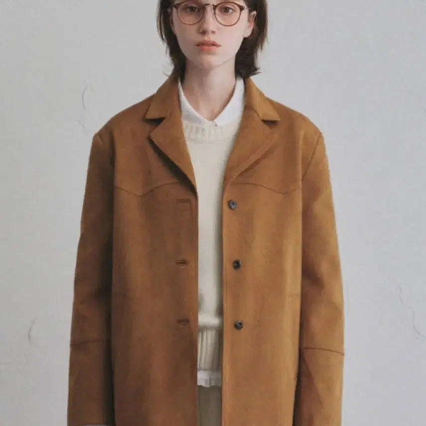[BUNJANG] Oro Ceci Taupe Single Leather Blazer Jacket / 오로 oro 세시토 싱글 레더 블레이저 자켓 스웨이드 브라운 m