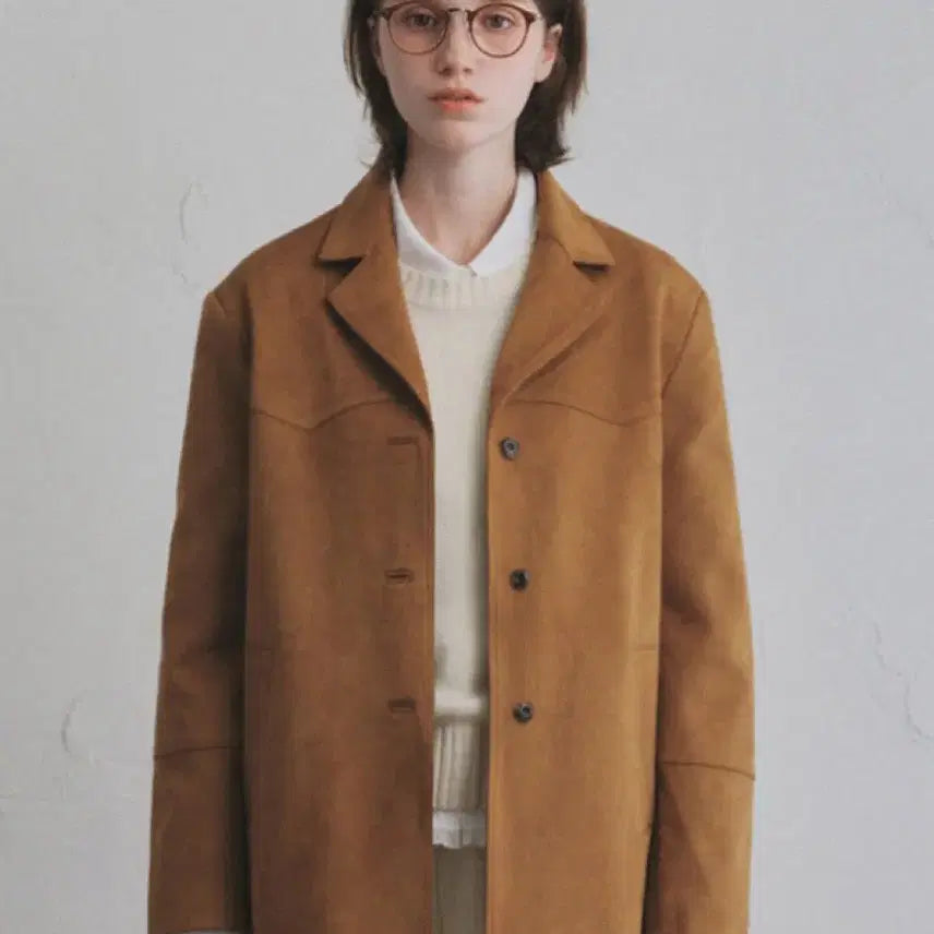 [BUNJANG] Oro Ceci Taupe Single Leather Blazer Jacket / 오로 oro 세시토 싱글 레더 블레이저 자켓 스웨이드 브라운 m