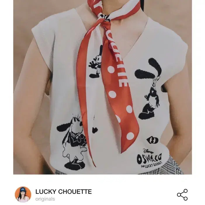 [BUNJANG] Lucky Chouette Disney Twilly Scarf / (새상품) 럭키슈에뜨 디즈니 콜라보 트윌리 스카프