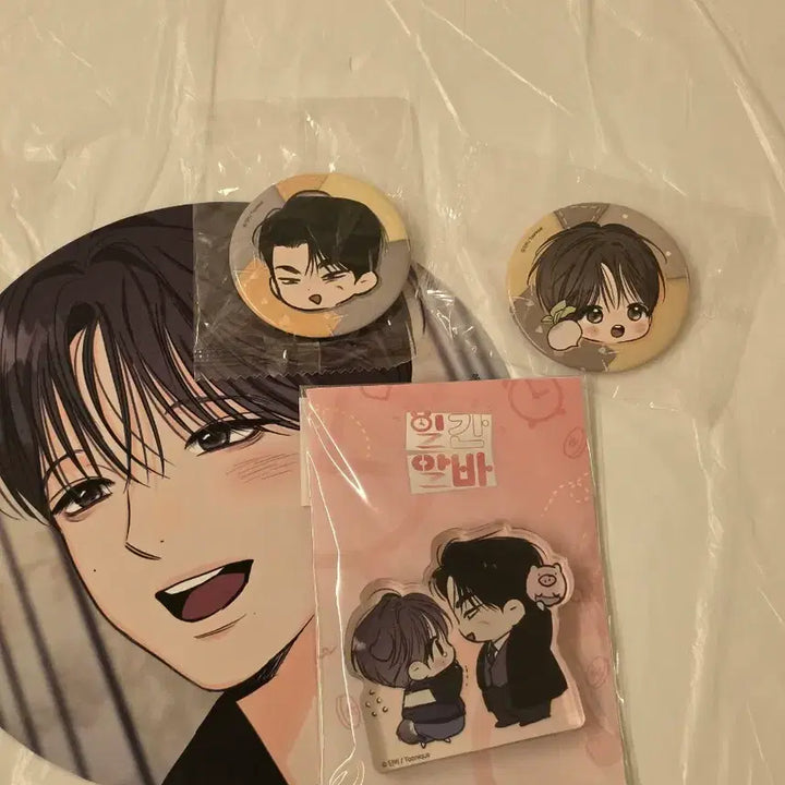 [BUNJANG] Daily Alba Acrylic Set, Badge, Double-sided Fan / 일간알바 미니 아크릴 SET, 뱃지, 양면부채