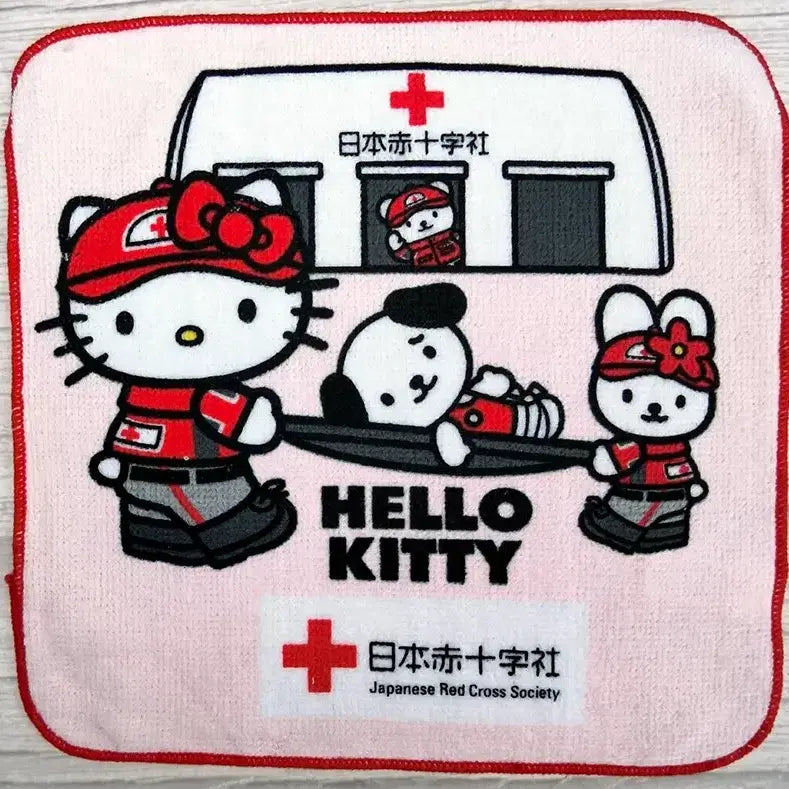 [BUNJANG] Hello Kitty Rescue Team Doctor Hand Towel / 구조대 의사 키티 손수건 타올 고전키티 20*20