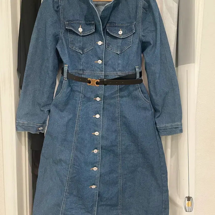 [BUNJANG] Denim Dress with Belt / 데님원피스