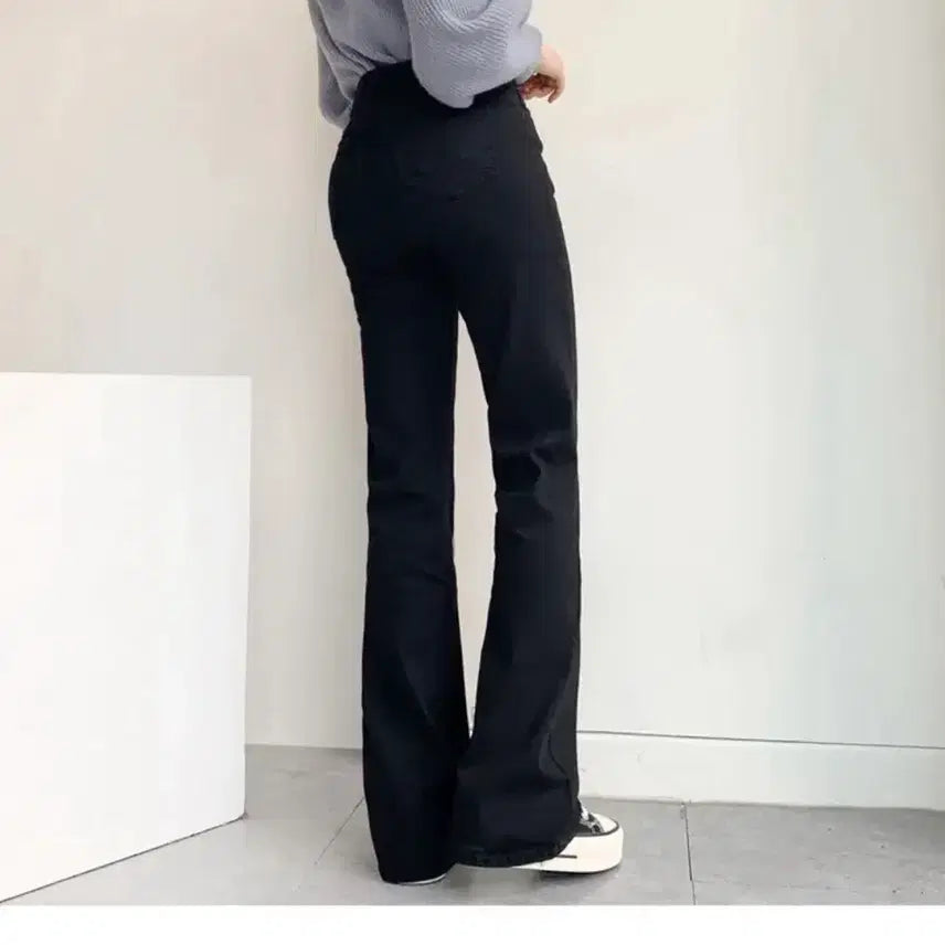 [BUNJANG] The Pink Black Bootcut Jeans Pants / 에이블리 더핑크 블랙 부츠컷 청바지 팬츠