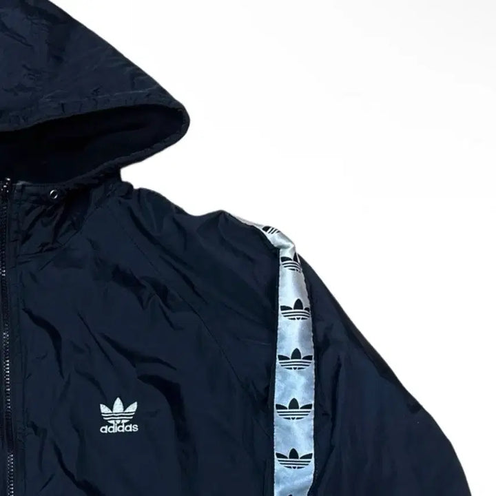 [BUNJANG] Adidas 90s Tape Logo Windbreaker Jacket / 아디다스 90s 테잎로고 블랙바람막이 100