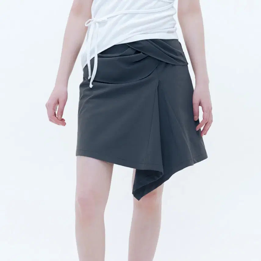 [BUNJANG] Miseki Seoul Layered Chiffon Mini Skirt / 미세키서울 레이어드 쉬폰 미니 스커트 차콜 1사이즈