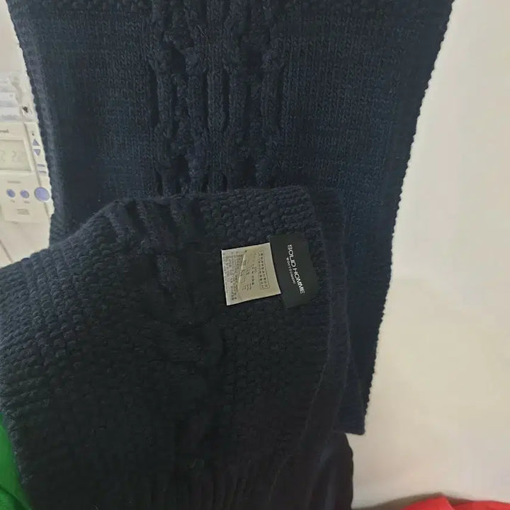[BUNJANG] Solid Homme Wooyoungmi Navy Cable Knit Muffler / 솔리드옴므  우영미 네이비 케이블 니트 머플러 목도리