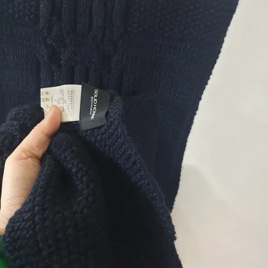 [BUNJANG] Solid Homme Wooyoungmi Navy Cable Knit Muffler / 솔리드옴므  우영미 네이비 케이블 니트 머플러 목도리
