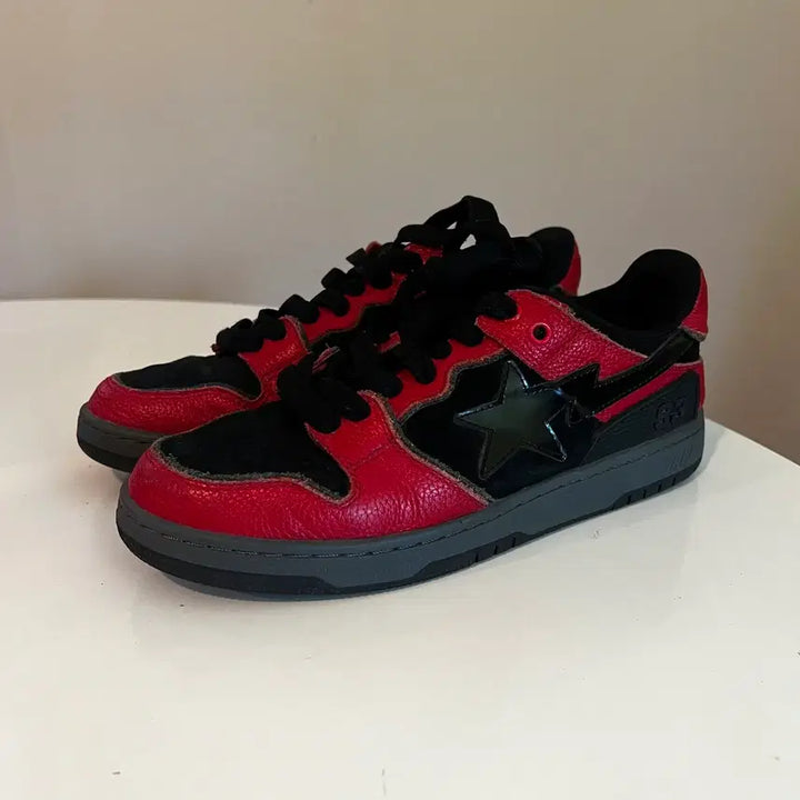 [BUNJANG] A Bathing Ape BAPE SK8 STA Low-Top Sneakers Red &amp; Black / 베이프 sk8 Sta 로우탑 스니커즈 레드&amp;블랙 (00496)