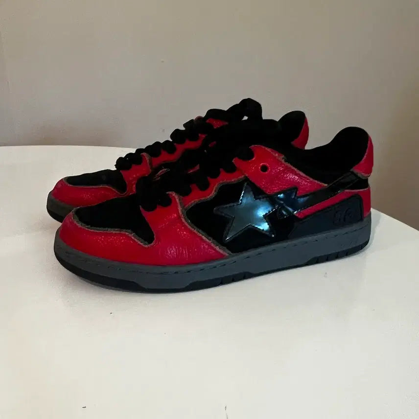 [BUNJANG] A Bathing Ape BAPE SK8 STA Low-Top Sneakers Red &amp; Black / 베이프 sk8 Sta 로우탑 스니커즈 레드&amp;블랙 (00496)