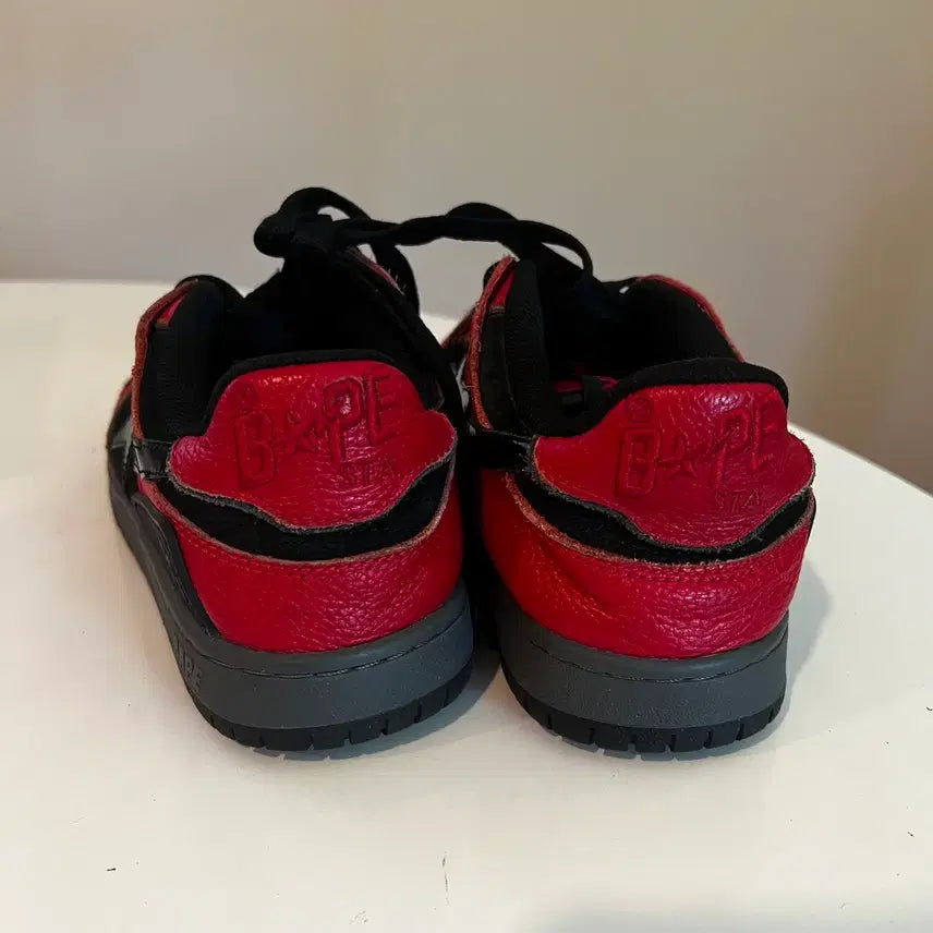 [BUNJANG] A Bathing Ape BAPE SK8 STA Low-Top Sneakers Red &amp; Black / 베이프 sk8 Sta 로우탑 스니커즈 레드&amp;블랙 (00496)
