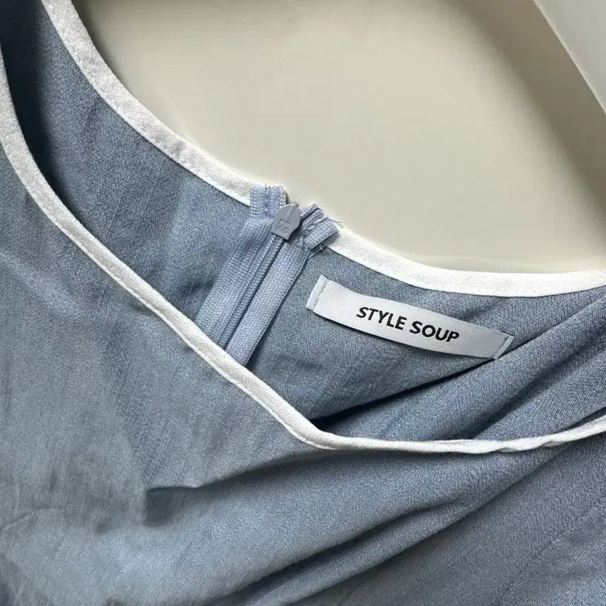 [BUNJANG] SOUP Linen Square Neck Long Dress Sky Blue / SOUP 숲 스퀘어넥 린넨 롱 원피스 스카이블루