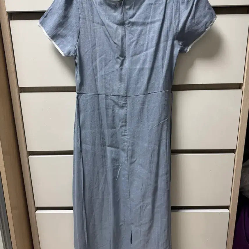 [BUNJANG] SOUP Linen Square Neck Long Dress Sky Blue / SOUP 숲 스퀘어넥 린넨 롱 원피스 스카이블루
