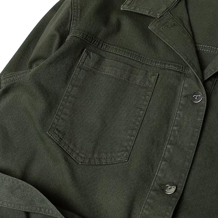 [BUNJANG] Tramarossa Olive Green Denim Belted Jacket / 트라마로사 [Tramarossa] 올리브 그린 데님 이태리 벨티드 자켓