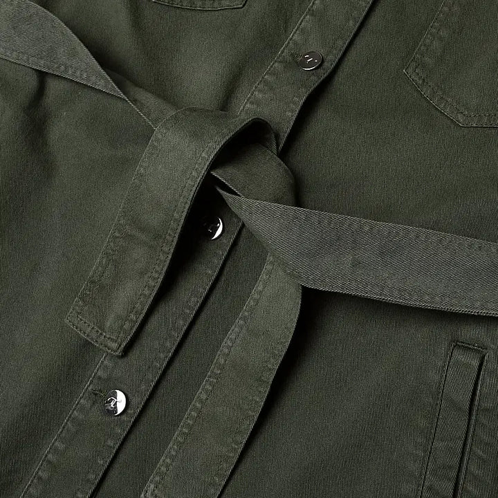 [BUNJANG] Tramarossa Olive Green Denim Belted Jacket / 트라마로사 [Tramarossa] 올리브 그린 데님 이태리 벨티드 자켓