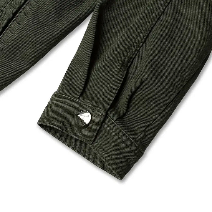 [BUNJANG] Tramarossa Olive Green Denim Belted Jacket / 트라마로사 [Tramarossa] 올리브 그린 데님 이태리 벨티드 자켓