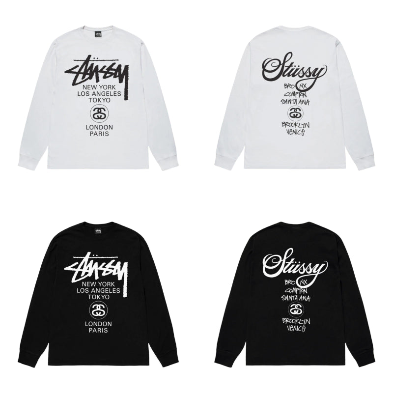[BUNJANG] Stussy World Tour Long Sleeve T-shirt / (해외/S~XL/스탁) 스투시 월드투어 롱슬리브 2종