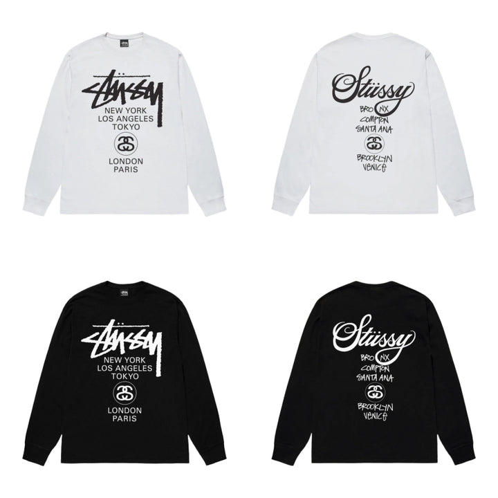 [BUNJANG] Stussy World Tour Long Sleeve T-shirt / (해외/S~XL/스탁) 스투시 월드투어 롱슬리브 2종