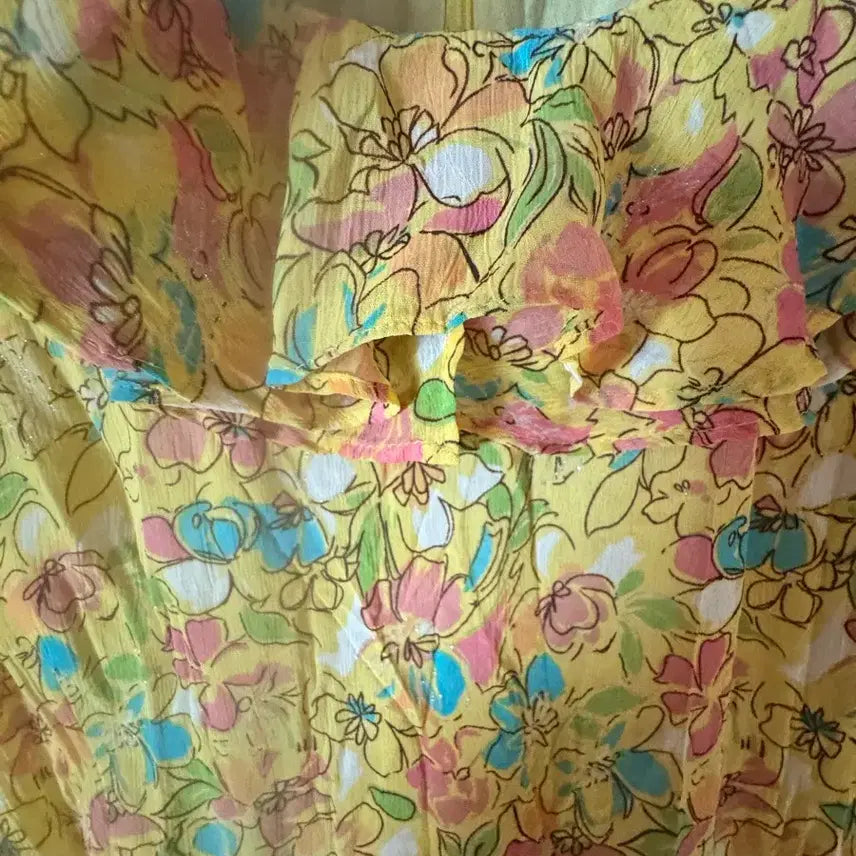 [BUNJANG] Yellow Floral Long Dress / 옐로우 꽃무늬 롱 원피스