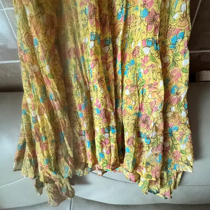 [BUNJANG] Yellow Floral Long Dress / 옐로우 꽃무늬 롱 원피스