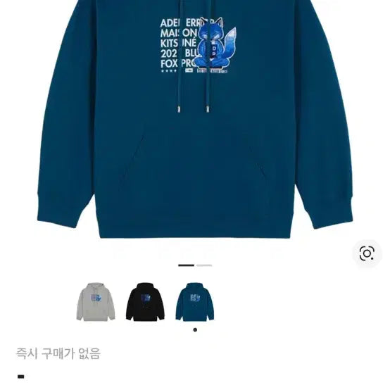[BUNJANG] Maison Kitsune x ADER Error Fox Hoodie Turquoise / A2 메종키츠네 아더에러 폭스 후드 티셔츠 터콰이즈