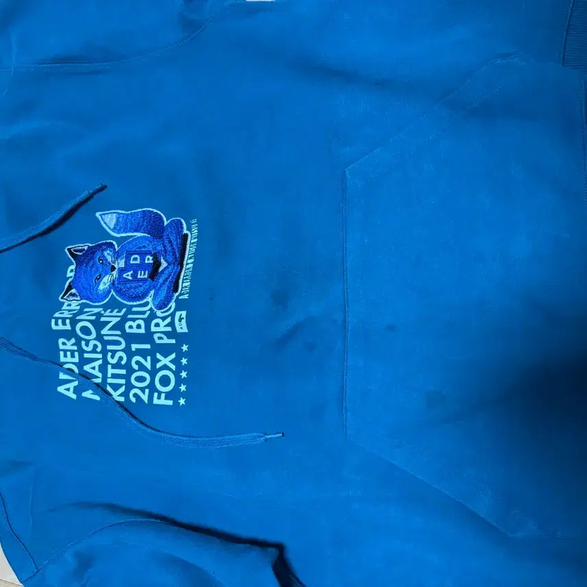 [BUNJANG] Maison Kitsune x ADER Error Fox Hoodie Turquoise / A2 메종키츠네 아더에러 폭스 후드 티셔츠 터콰이즈