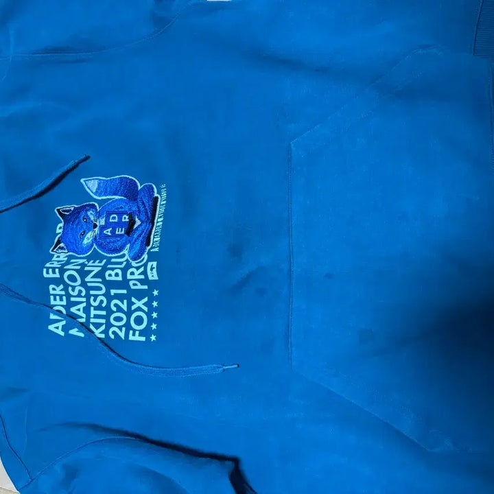 [BUNJANG] Maison Kitsune x ADER Error Fox Hoodie Turquoise / A2 메종키츠네 아더에러 폭스 후드 티셔츠 터콰이즈