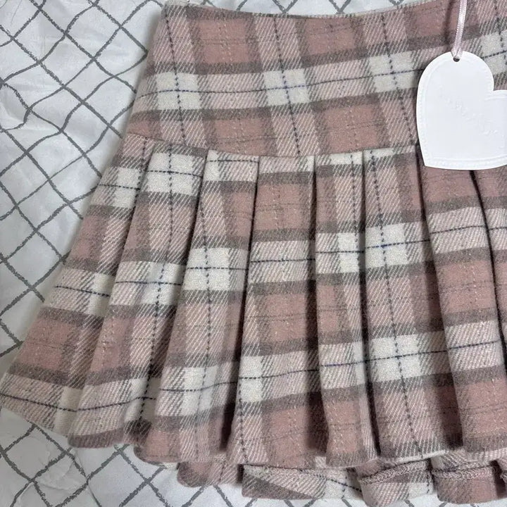 [SOLD OUT] (새상품)클리시어 피치 모카 울 플리츠 스커트 딸기초코 스커트 S
