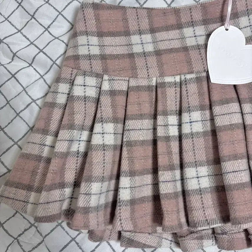 [SOLD OUT] (새상품)클리시어 피치 모카 울 플리츠 스커트 딸기초코 스커트 S