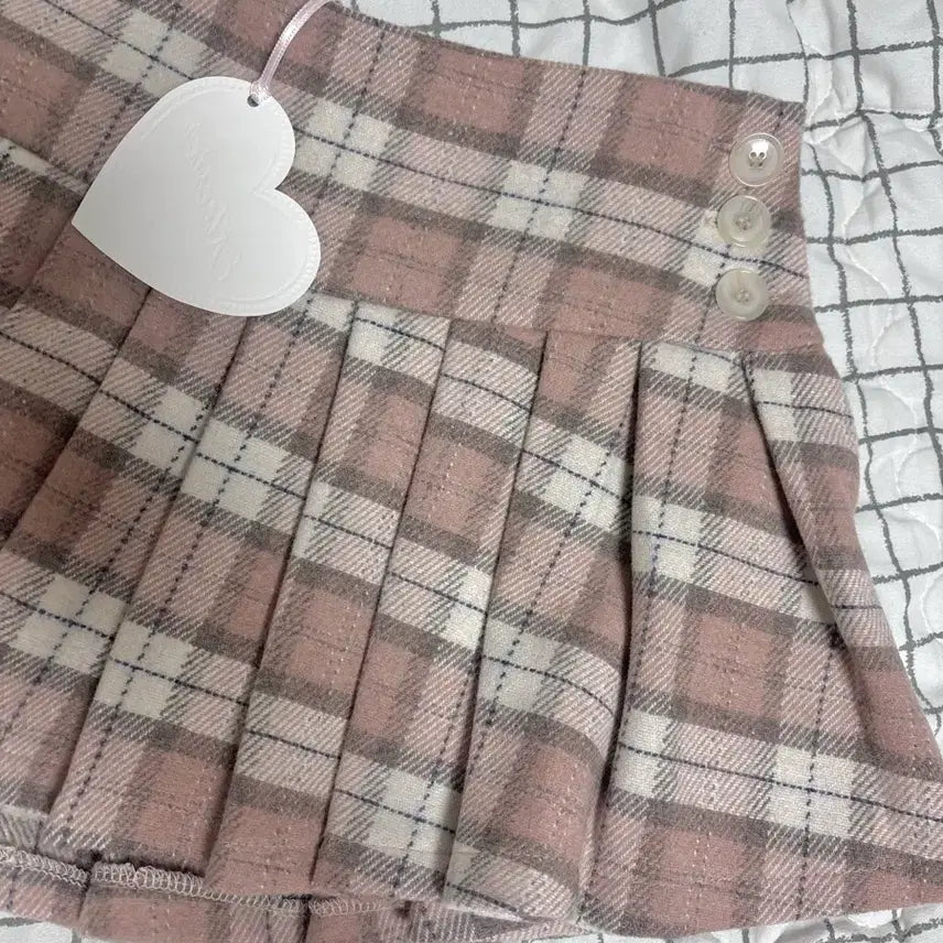 [SOLD OUT] (새상품)클리시어 피치 모카 울 플리츠 스커트 딸기초코 스커트 S