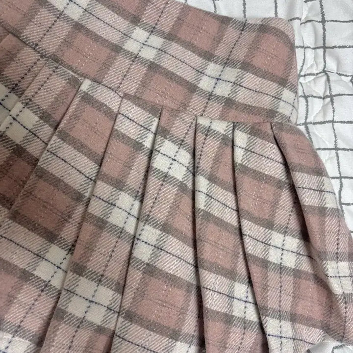 [SOLD OUT] (새상품)클리시어 피치 모카 울 플리츠 스커트 딸기초코 스커트 S