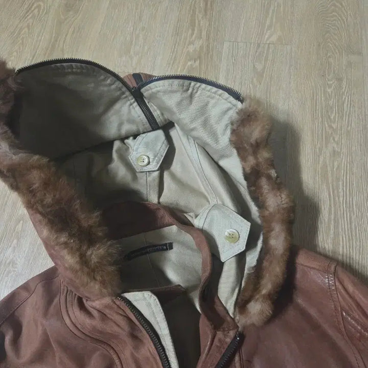 [BUNJANG] Leather Hooded Jacket (Size 105) / 후드 가죽자켓 105