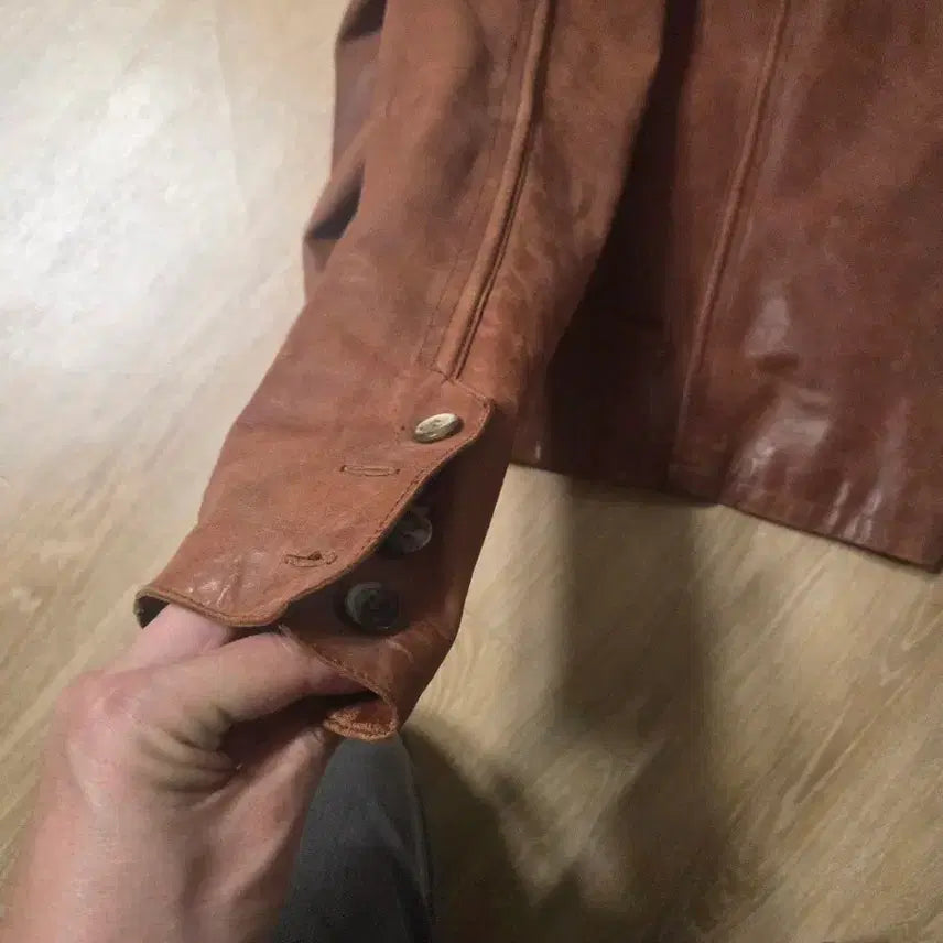 [BUNJANG] Leather Hooded Jacket (Size 105) / 후드 가죽자켓 105