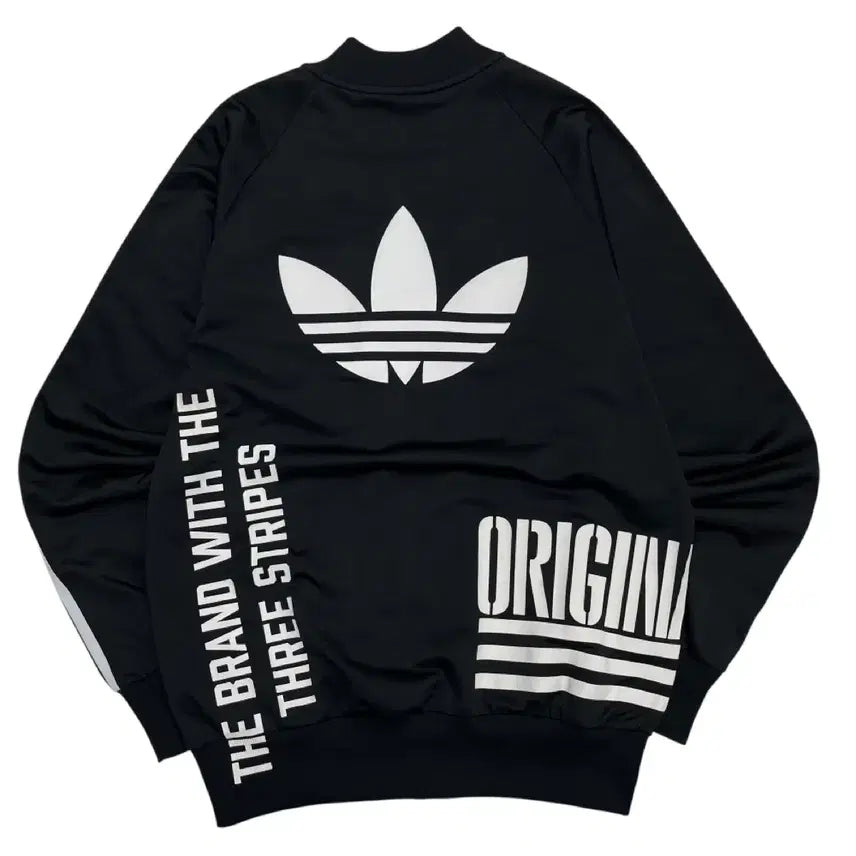 [BUNJANG] Adidas Multi Printing Logo Black Track Top (Size 95) / 아디다스 멀티 프린팅로고 화이트라인 블랙 트랙탑 95