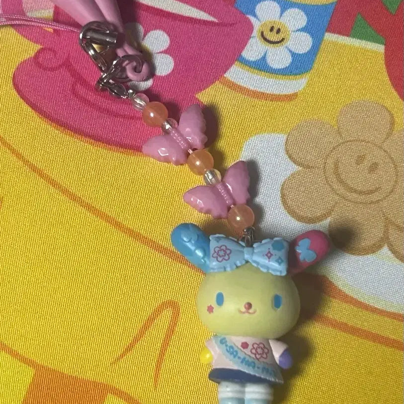 [BUNJANG] Sanrio Usahana Strap Keyring / 산리오 학원 키라메키 스쿨 축제 우사하나 스트랩 키링 고전키티 고전문구