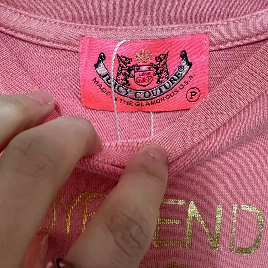 [BUNJANG] Juicy Couture Pink Printed T-shirt / 쥬시꾸띠르 핑크 프린팅 반팔티