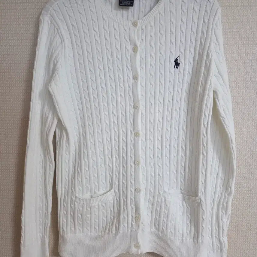 [BUNJANG] Polo Ralph Lauren Cable Knit Cardigan / 폴로 랄프로렌 스포츠 흰색 케이블 가디건