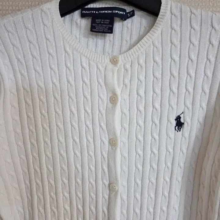 [BUNJANG] Polo Ralph Lauren Cable Knit Cardigan / 폴로 랄프로렌 스포츠 흰색 케이블 가디건