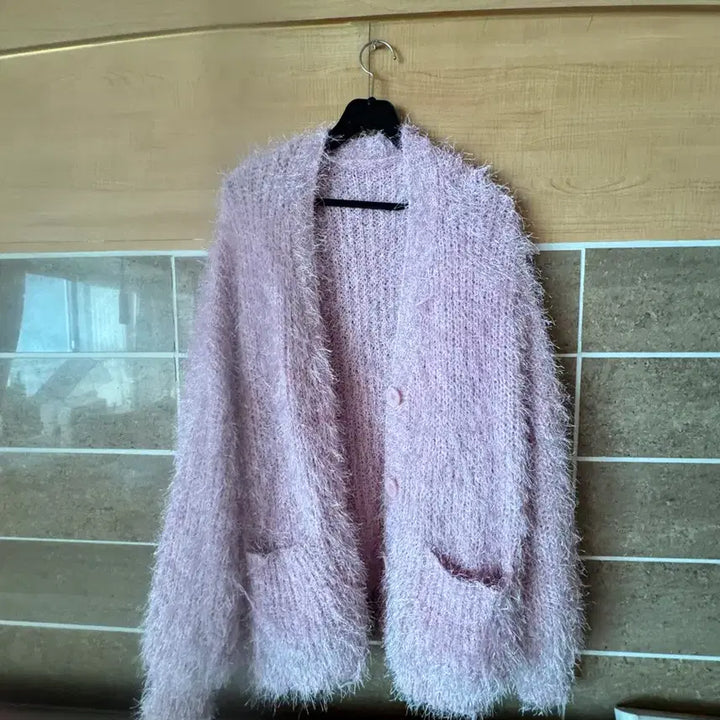 [BUNJANG] Pink Fur Cardigan / 핑크색 퍼 가디건