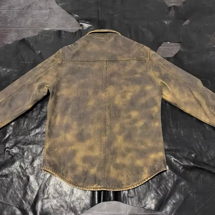 [BUNJANG] Lambskin Washed Leather Shirt Jacket / 램스킨 워싱 레더 셔츠 자켓