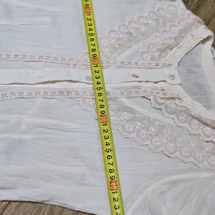 [BUNJANG] Lace Ribbon Blouse - Light Pink / 레이스 리본 블라우스 연핑크 뒤끈 허리조절