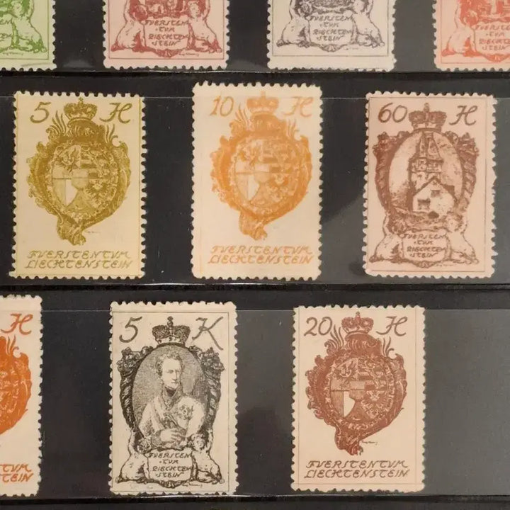 [BUNJANG] Liechtenstein Coat of Arms Stamps 18-Piece Bundle Set / (3관/A24) 1920년 리텐슈타인 국가문장 우표일괄18종(L1)저렴