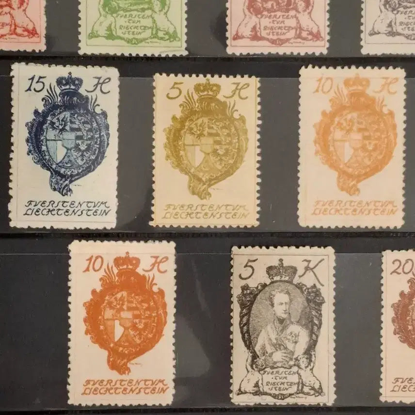 [BUNJANG] Liechtenstein Coat of Arms Stamps 18-Piece Bundle Set / (3관/A24) 1920년 리텐슈타인 국가문장 우표일괄18종(L1)저렴