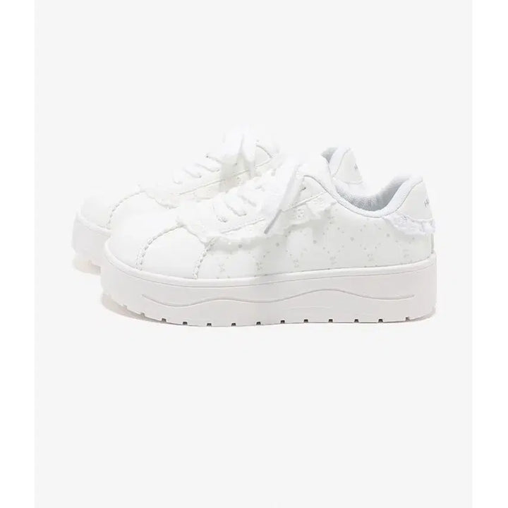 [BUNJANG] Pink Lace Frill Platform Sneakers / 지뢰계 레이스 프릴 핑크 스니커즈 플랫폼 운동화(2컬러)