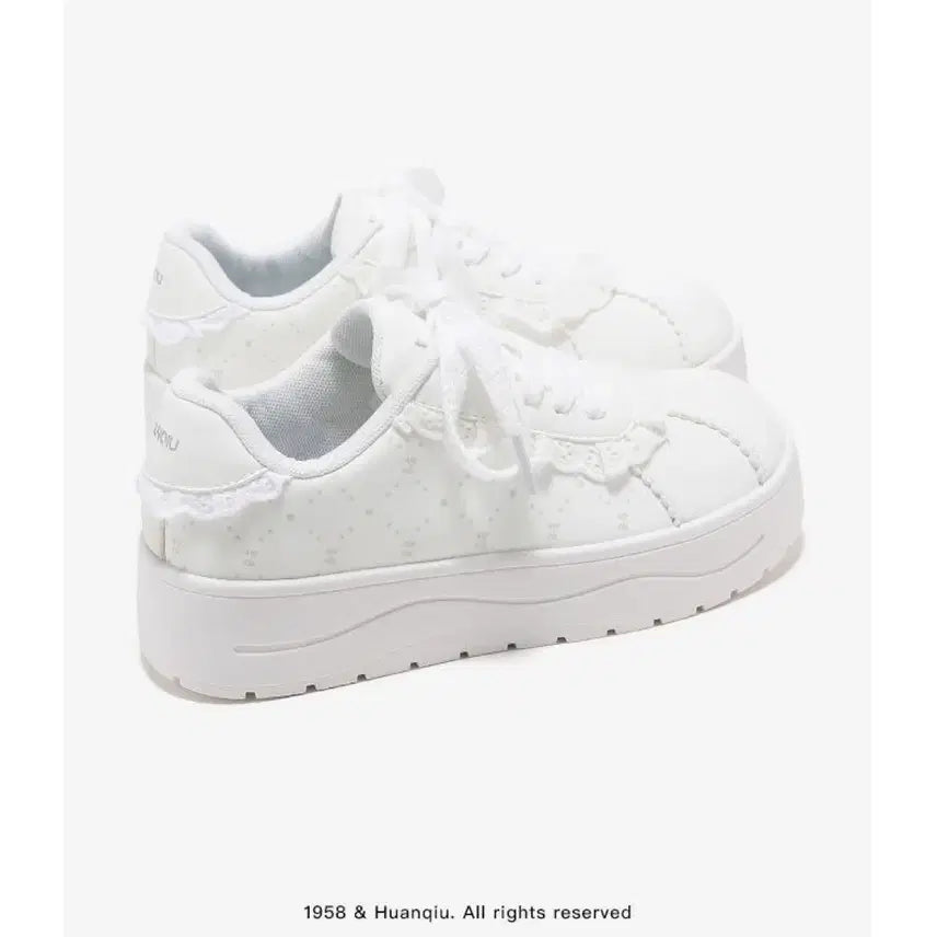 [BUNJANG] Pink Lace Frill Platform Sneakers / 지뢰계 레이스 프릴 핑크 스니커즈 플랫폼 운동화(2컬러)